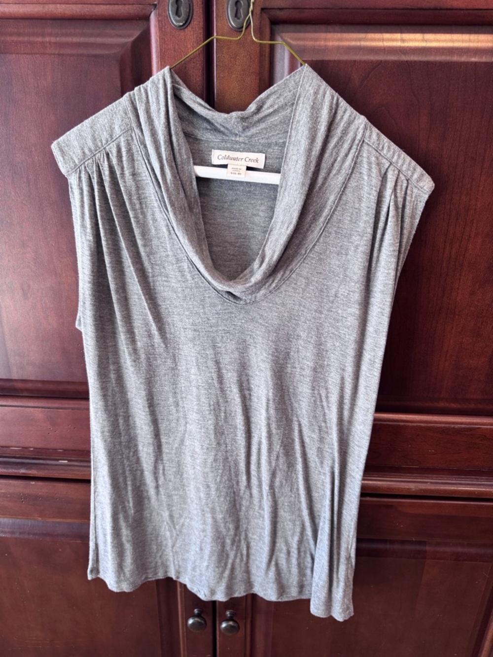 Coldwater Creek grey owl top, size small